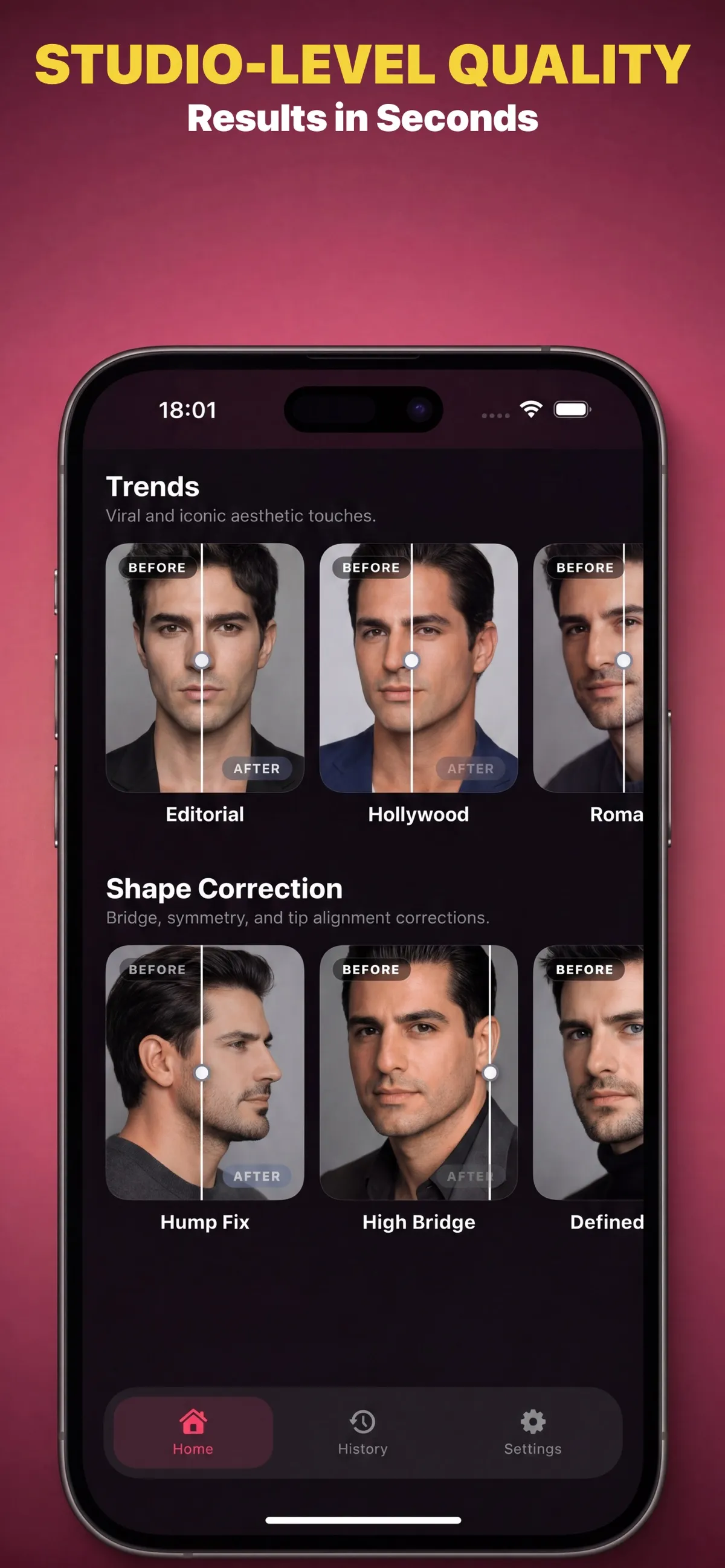 NoseLook app screen showing style trends